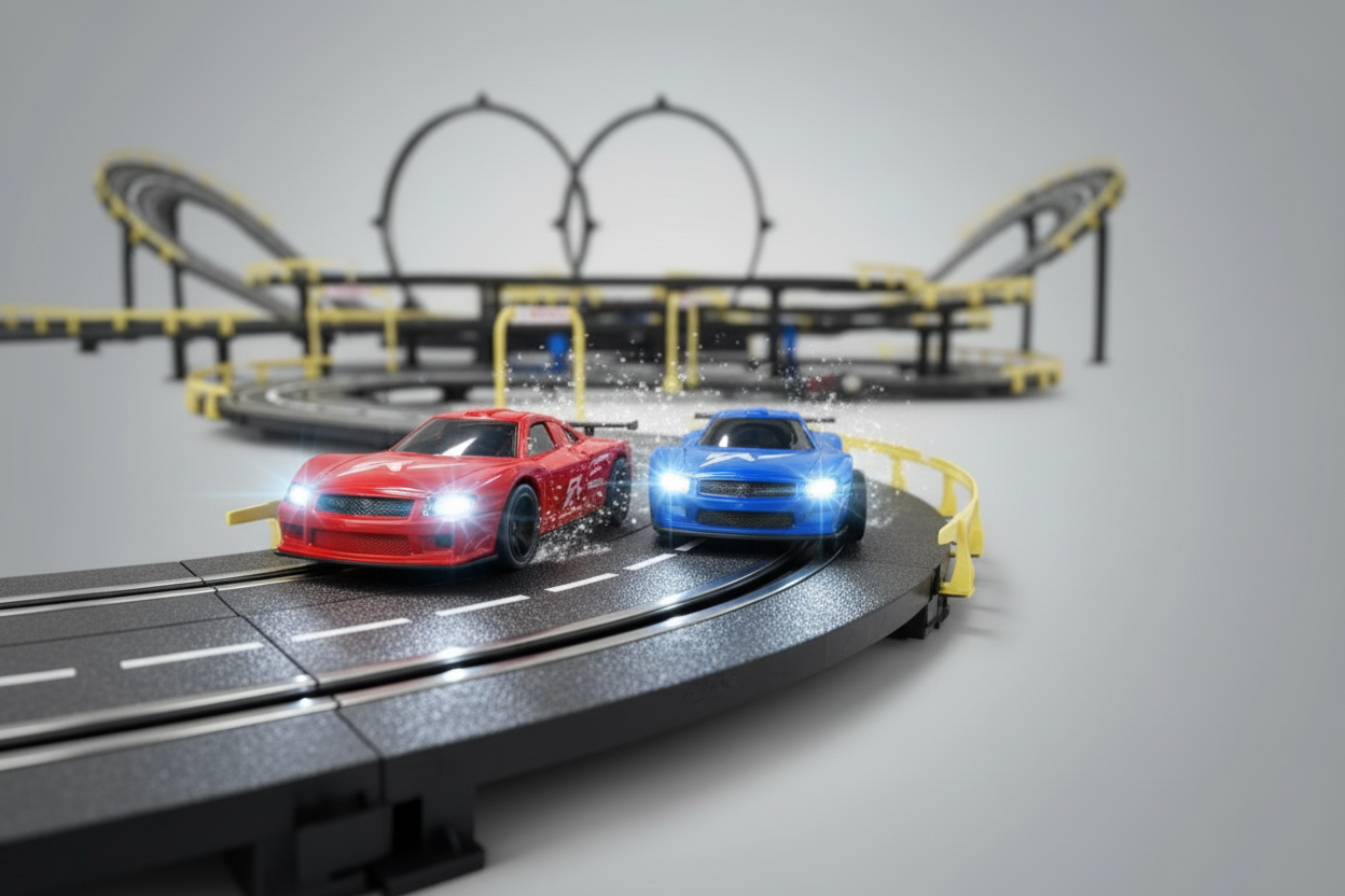 Close-up racing action