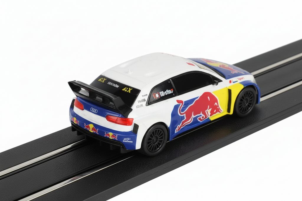 White & Blue Rally Racer Slot Car