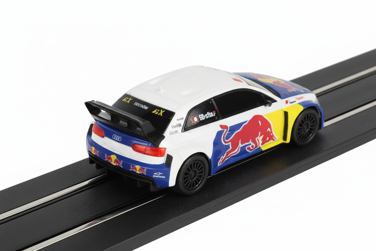 White & Blue Rally Racer Slot Car